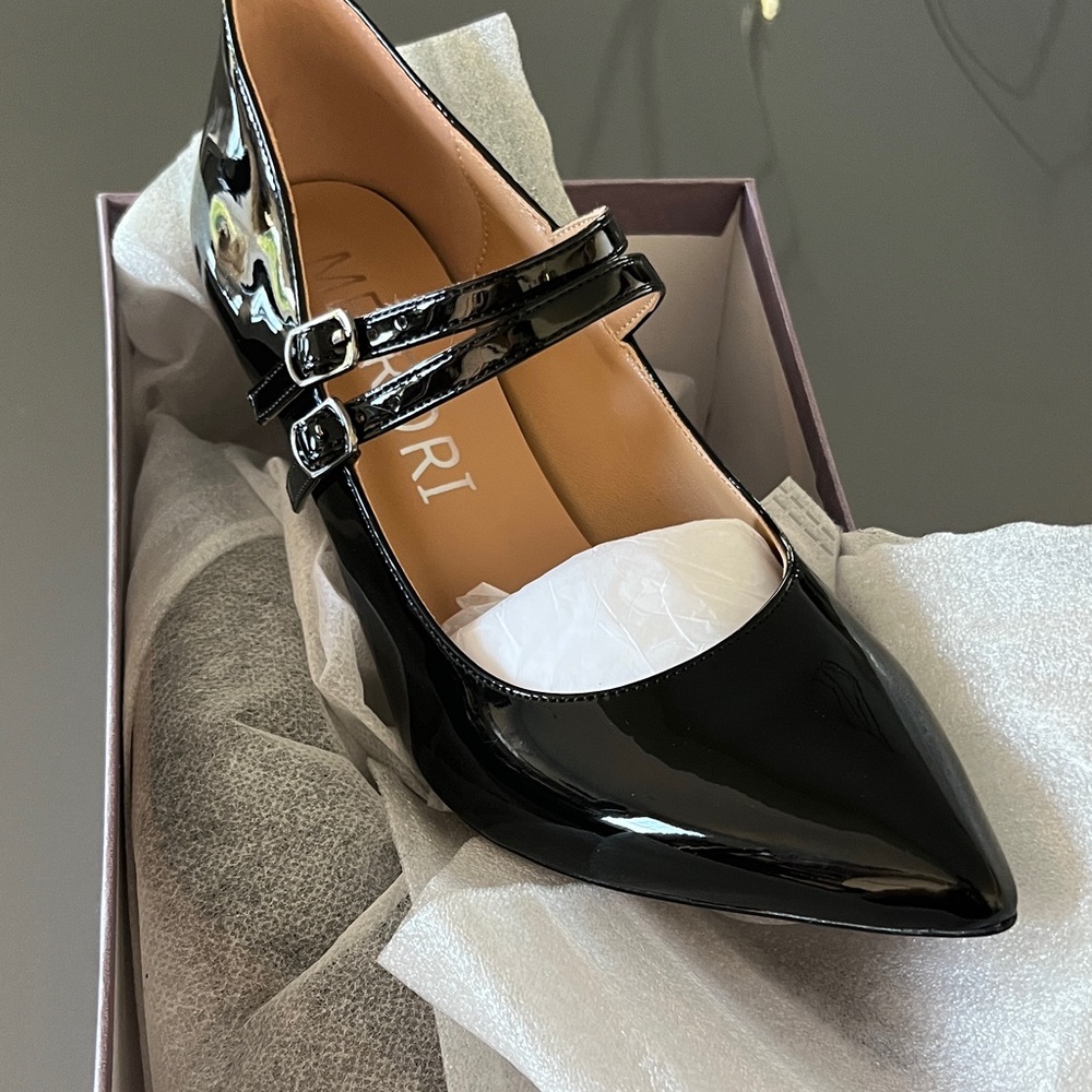 Merrori Mary Jane Heels NIB, 7, Black